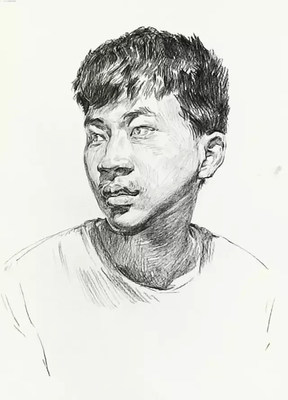 北京艺考画室素描教学|教你如何画带小胡子的男青年头像
